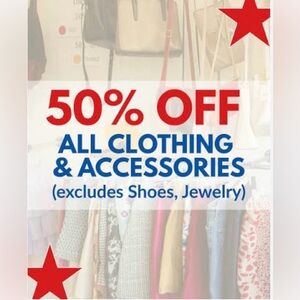 50% Off price currently listed on Clothing & Accessories